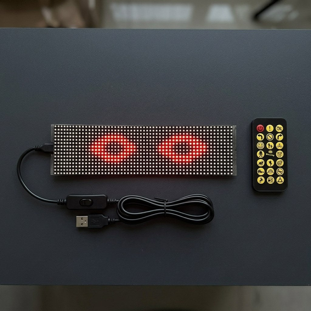 LED panel, USB cable with on/off switch, and remote